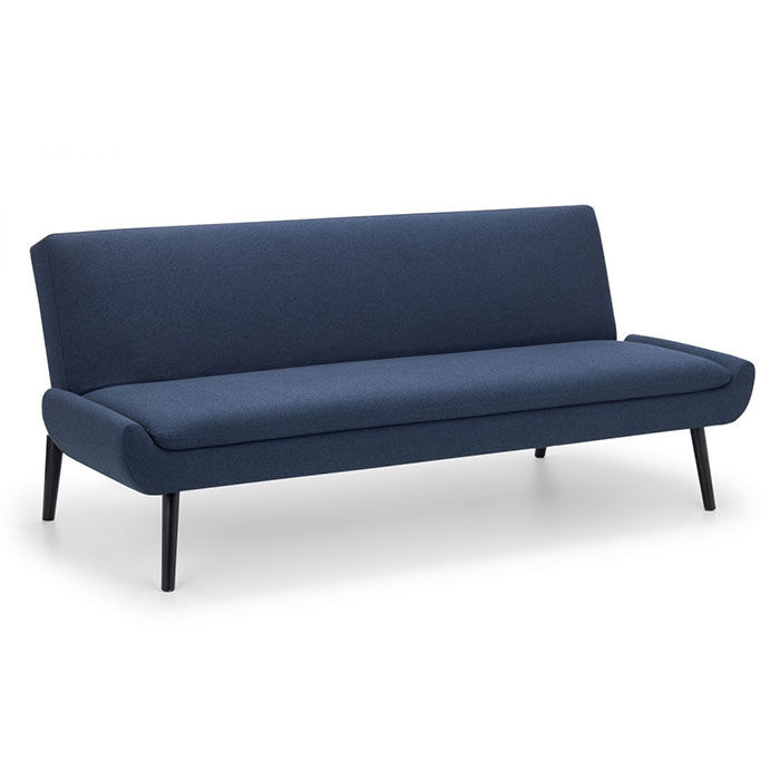 Gaudi Curled Base Sofabed In Blue Fabric - Click Image to Close